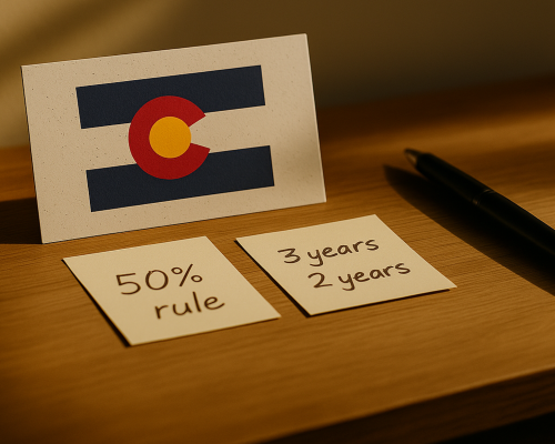 Colorado residency eligibility notes with 50% rule and 2-3 year residency requirements