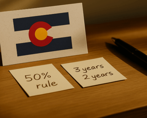 Colorado residency eligibility notes with 50% rule and 2-3 year residency requirements