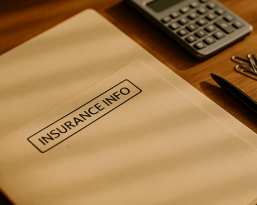 Insurance information folder with calculator for Colorado insurance claim planning